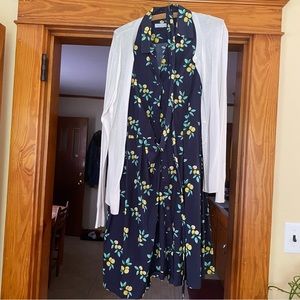 Charter Club, Size 10 Women’s Dress with Cardigan. 100% Cotton, Summer print
